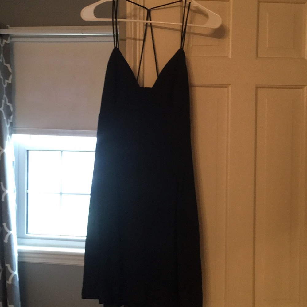 Black open back express dress
